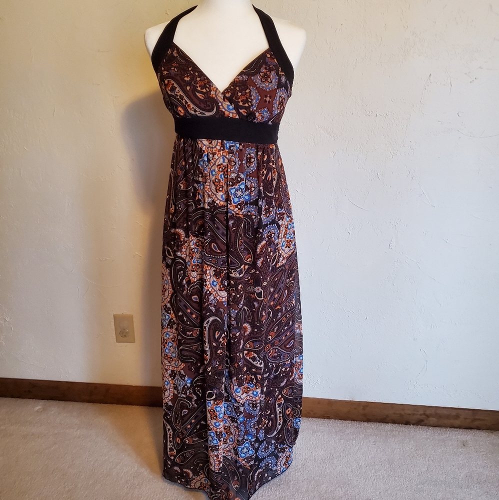 Floral halter maxi dress
